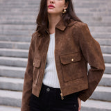 Veste courte effet daim Ava