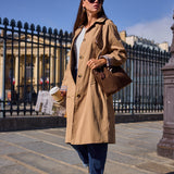 Trench mi-long doublure à carreaux Alina