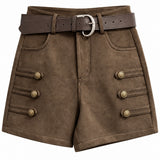 Short effet suédine à boutons