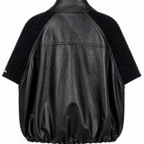 Veste effet cuir à empiècements tressés