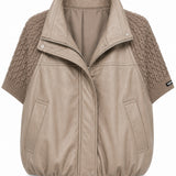 Veste effet cuir à empiècements tressés