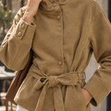 Veste en suédine à col cheminée