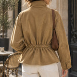 Veste en suédine à col cheminée