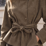 Veste en suédine à col cheminée