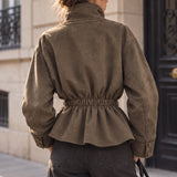 Veste en suédine à col cheminée