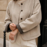 Veste drap de laine revers carreaux Hortense