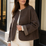 Veste drap de laine revers carreaux Hortense