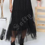 Jupe longue en tulle à pois perlés Iséa