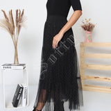 Jupe longue en tulle à pois perlés Iséa