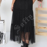 Jupe longue en tulle à pois perlés Iséa