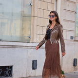 Jupe longue en tulle à pois perlés Iséa