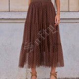 Jupe longue en tulle à pois perlés Iséa