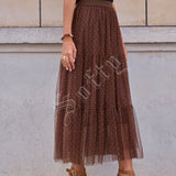 Jupe longue en tulle à pois perlés Iséa