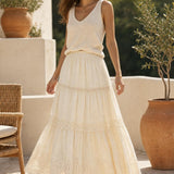 Jupe longue broderie anglaise Églantine