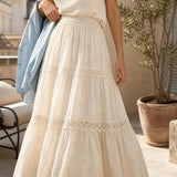 Jupe longue broderie anglaise Églantine