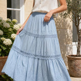 Jupe longue broderie anglaise Églantine