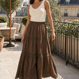 Jupe longue broderie anglaise Églantine