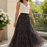 Jupe longue tulle cachemire Claudie