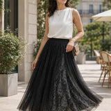 Jupe longue tulle cachemire Claudie