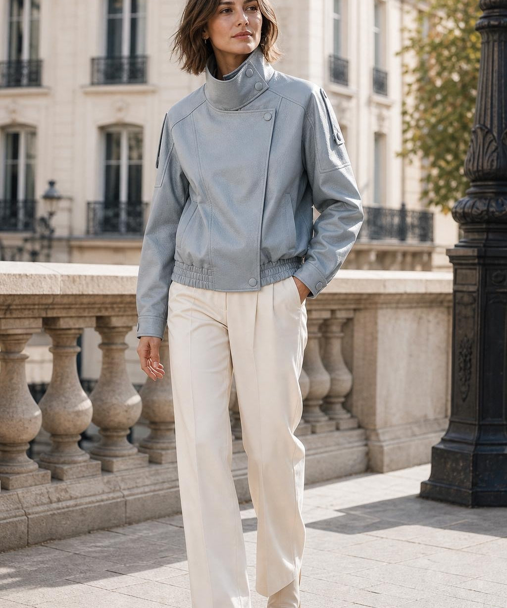 Blouson similicuir col montant Clémence
