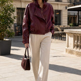 Blouson similicuir col montant Clémence