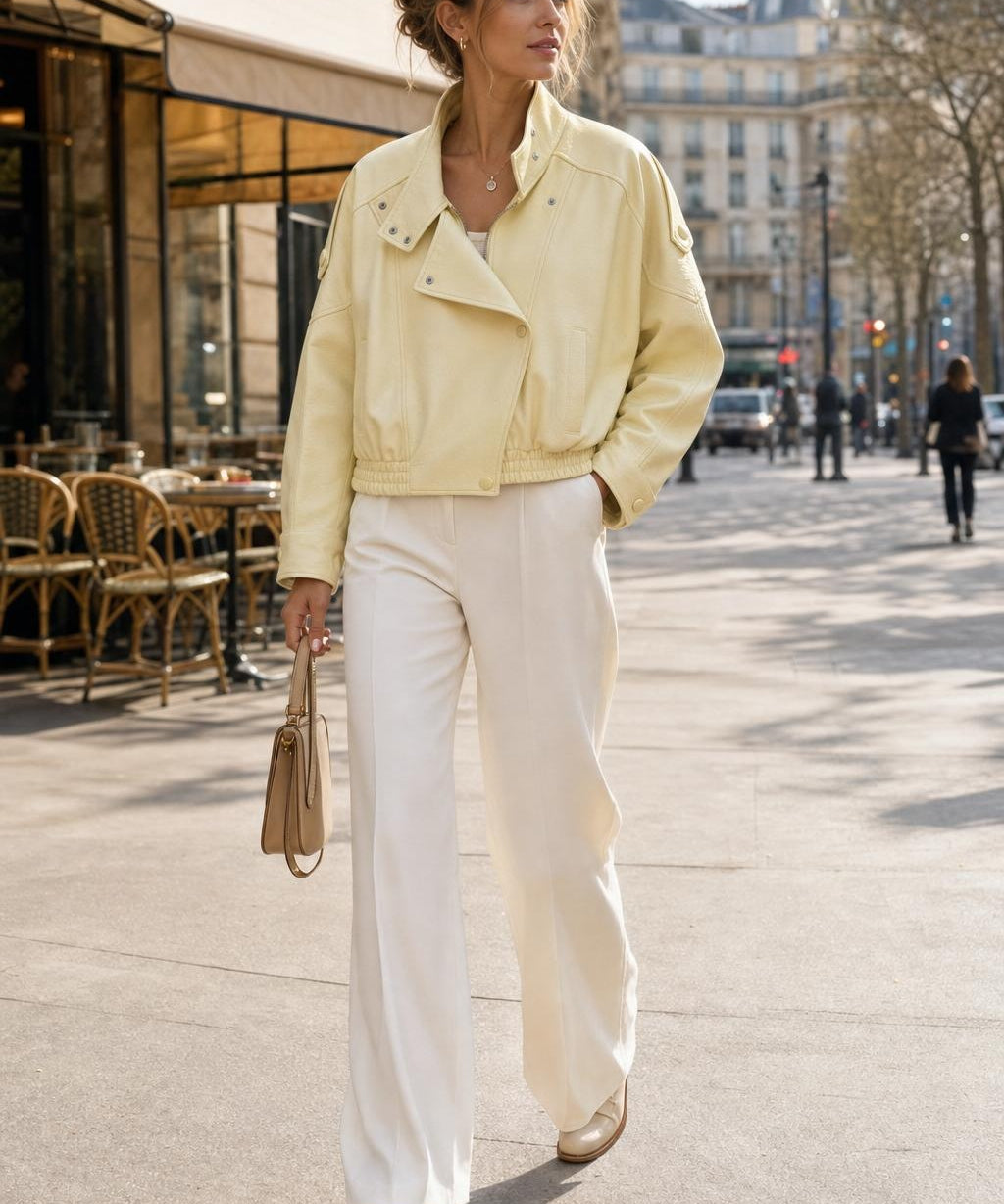 Blouson similicuir col montant Clémence