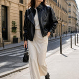 Blouson similicuir col montant Clémence