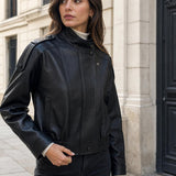 Blouson similicuir col montant Clémence