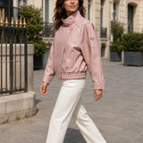 Blouson similicuir col montant Clémence