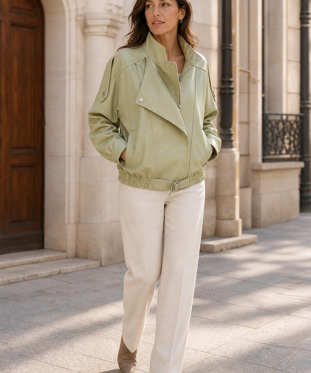 Blouson similicuir col montant Clémence