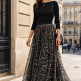 Jupe maxi léopard strass Clara