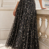 Jupe maxi léopard strass Clara