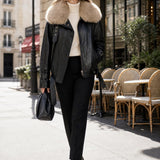 Blouson similicuir col fourrure Héloïse