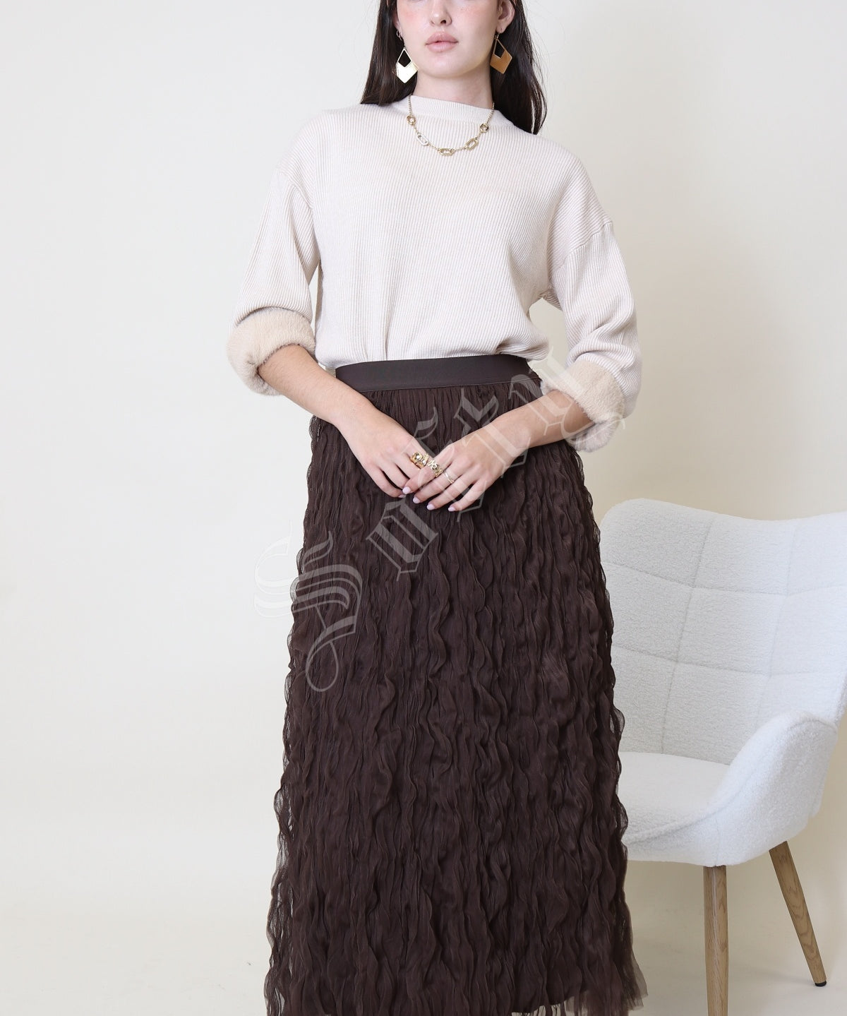 Jupe longue plissée Maëva