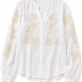 Chemise brodée col V Mila