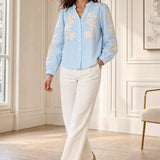 Chemise brodée col V Mila