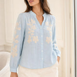 Chemise brodée col V Mila