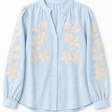 Chemise brodée col V Mila