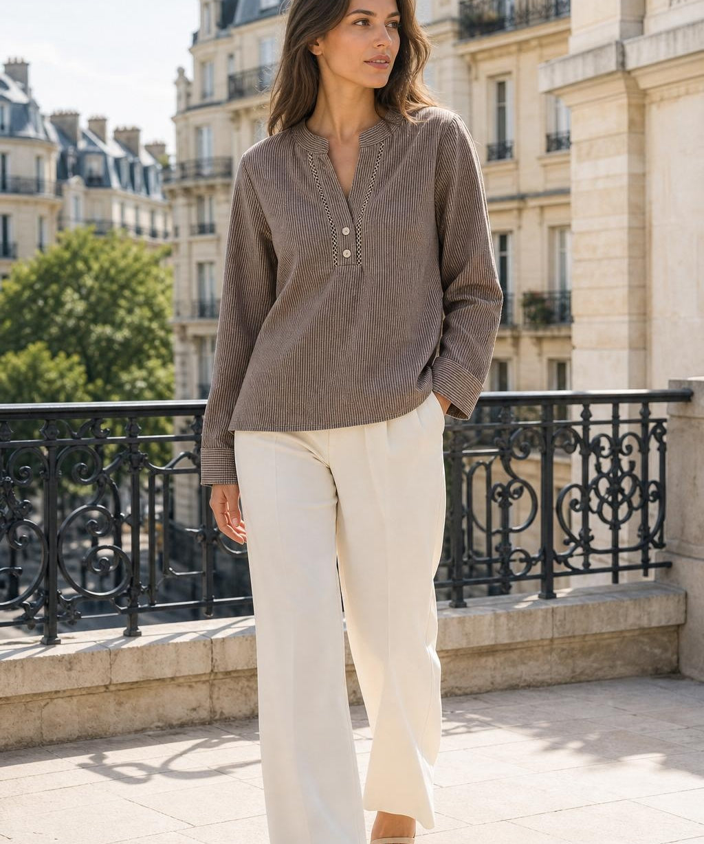 Chemise coton col tunisien Capucine