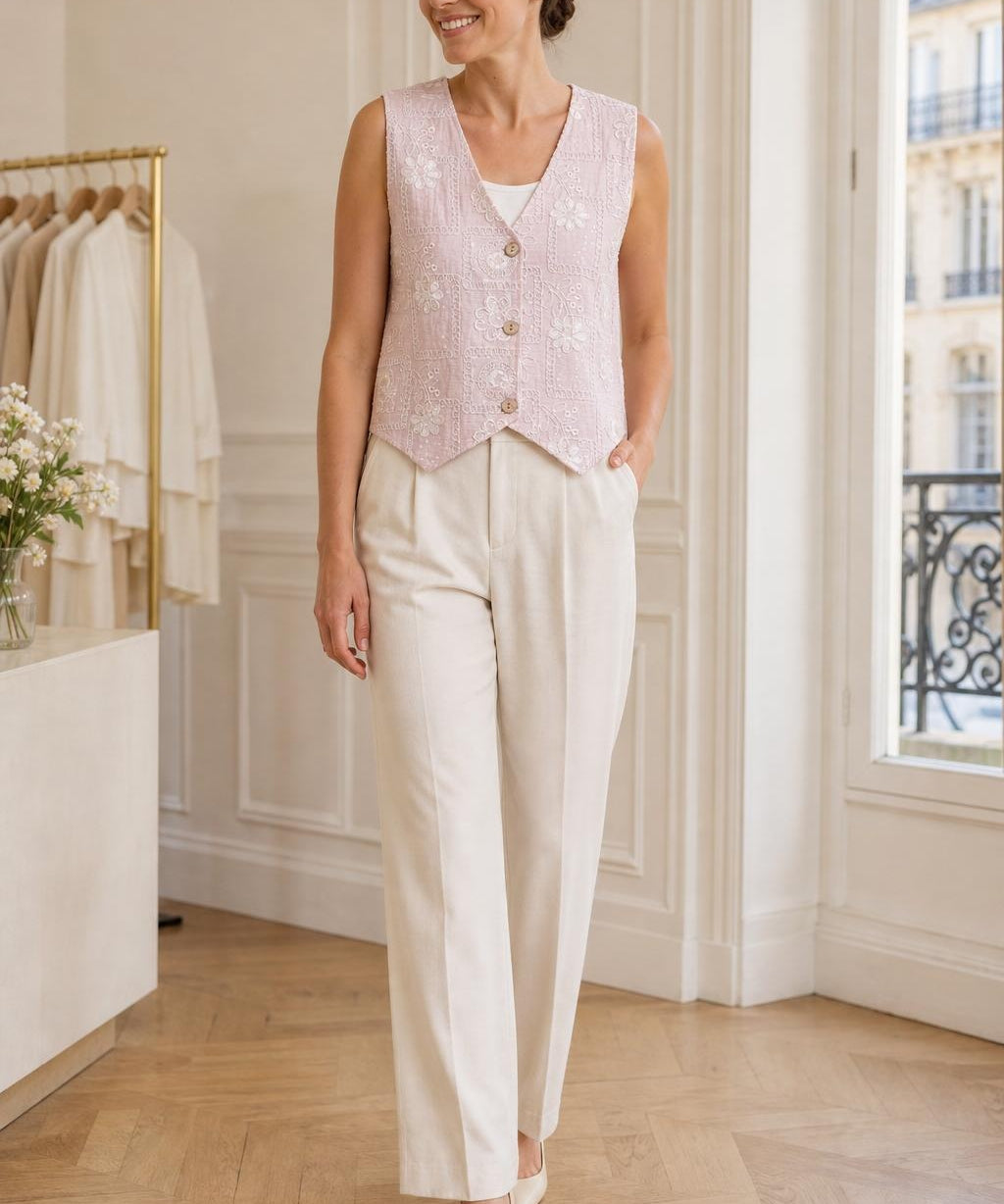 Gilet sans manches brodé Florine