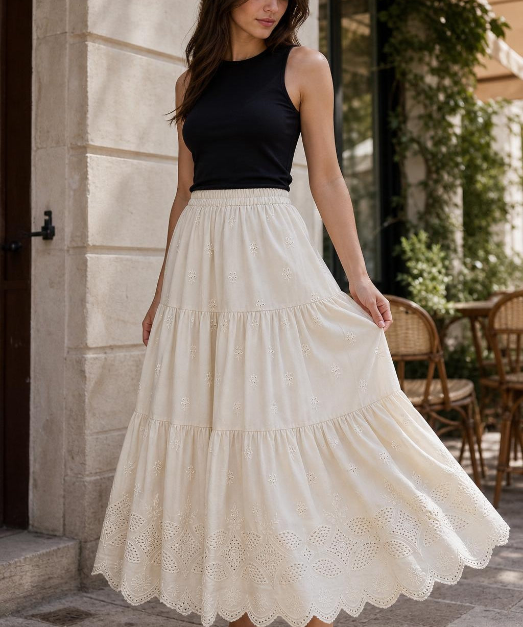 Jupe longue broderie anglaise Louison