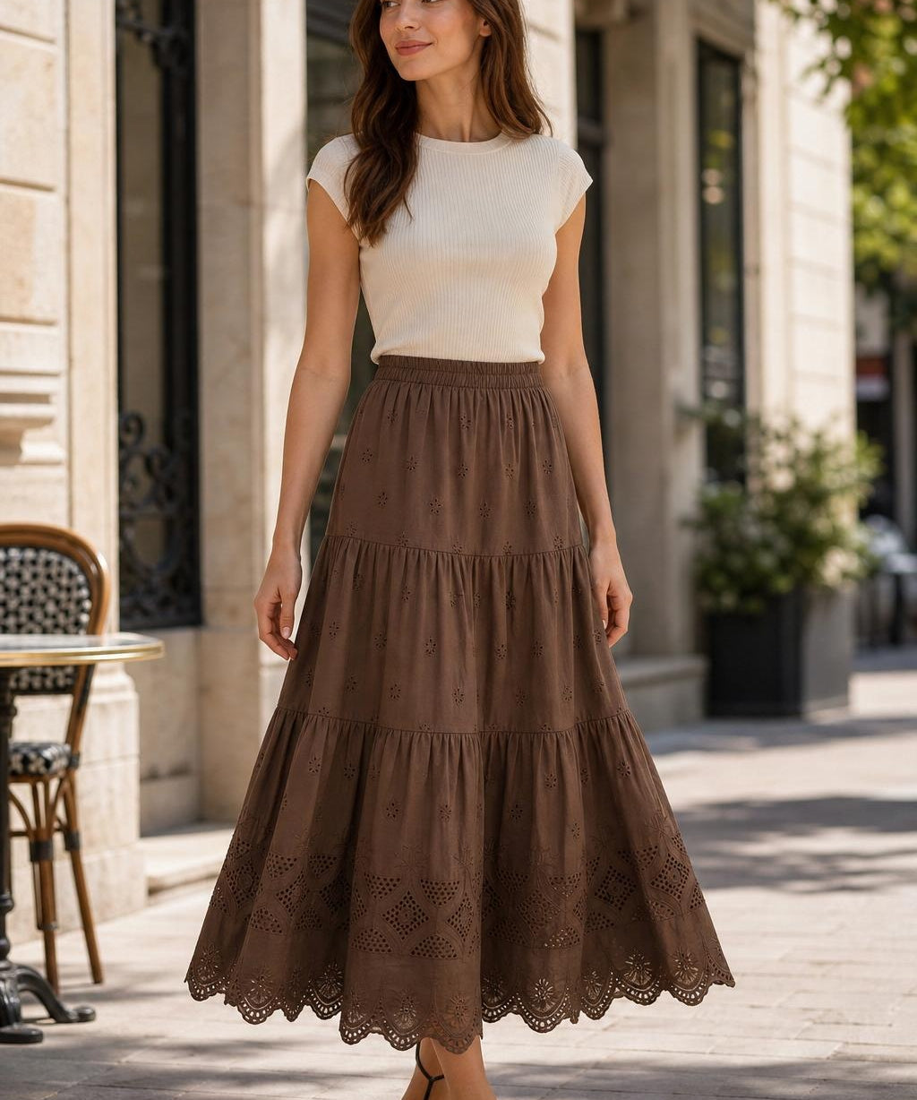 Jupe longue broderie anglaise Louison