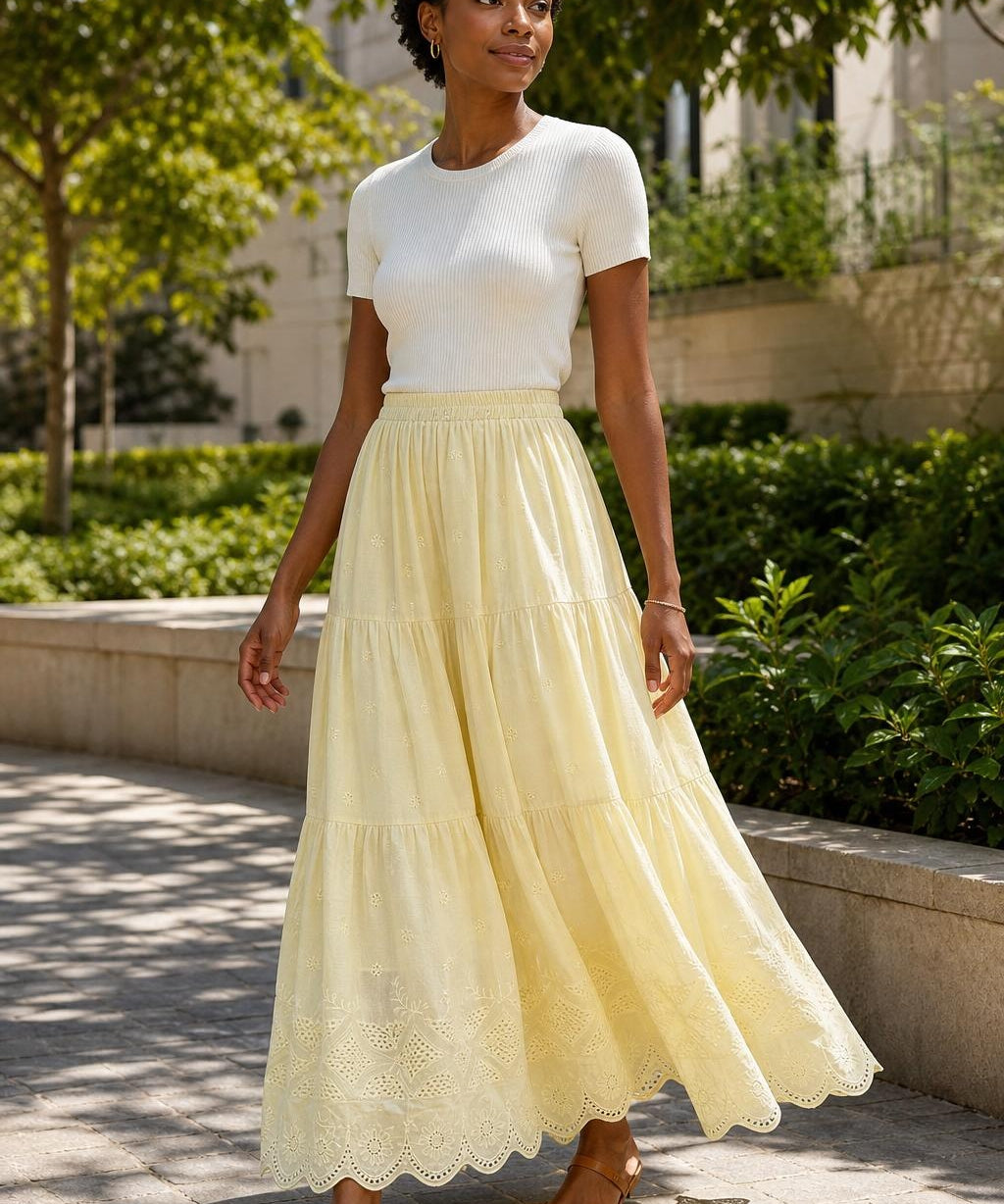 Jupe longue broderie anglaise Louison