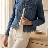 Veste denim dentelle Mathilde