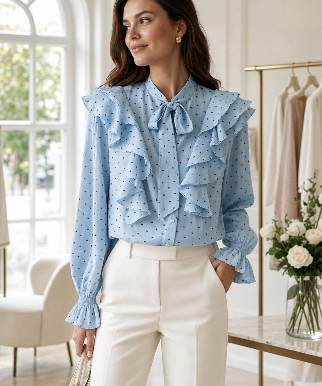 Chemise cœurs volantée Perrine