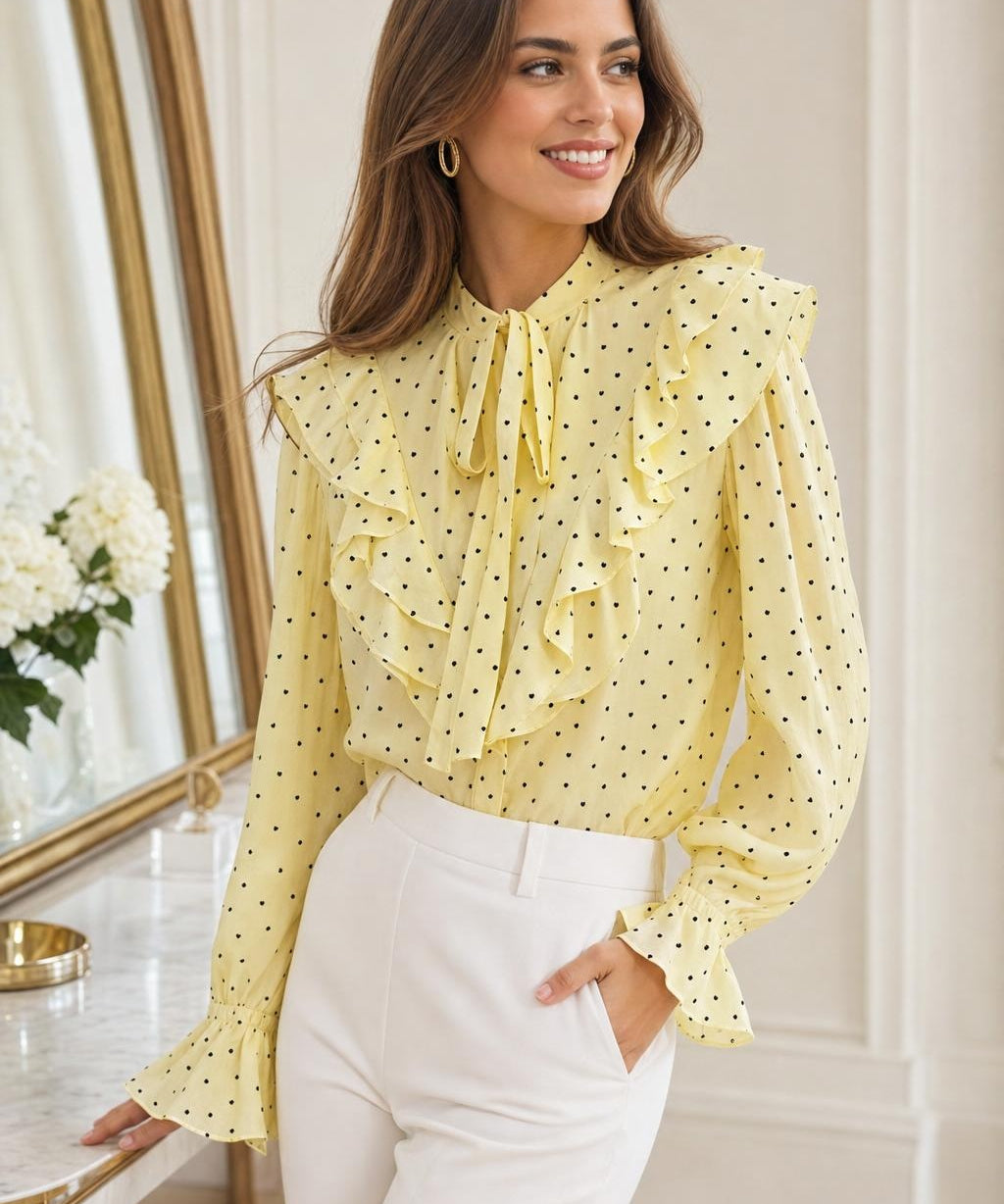 Chemise cœurs volantée Perrine