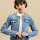 Veste jeans à galon K3351-1