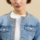 Veste jeans à galon K3351-1