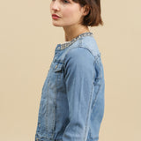 Veste jeans à galon K3351-1