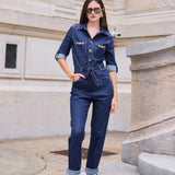 Combinaison en denim ceinturée Elisa